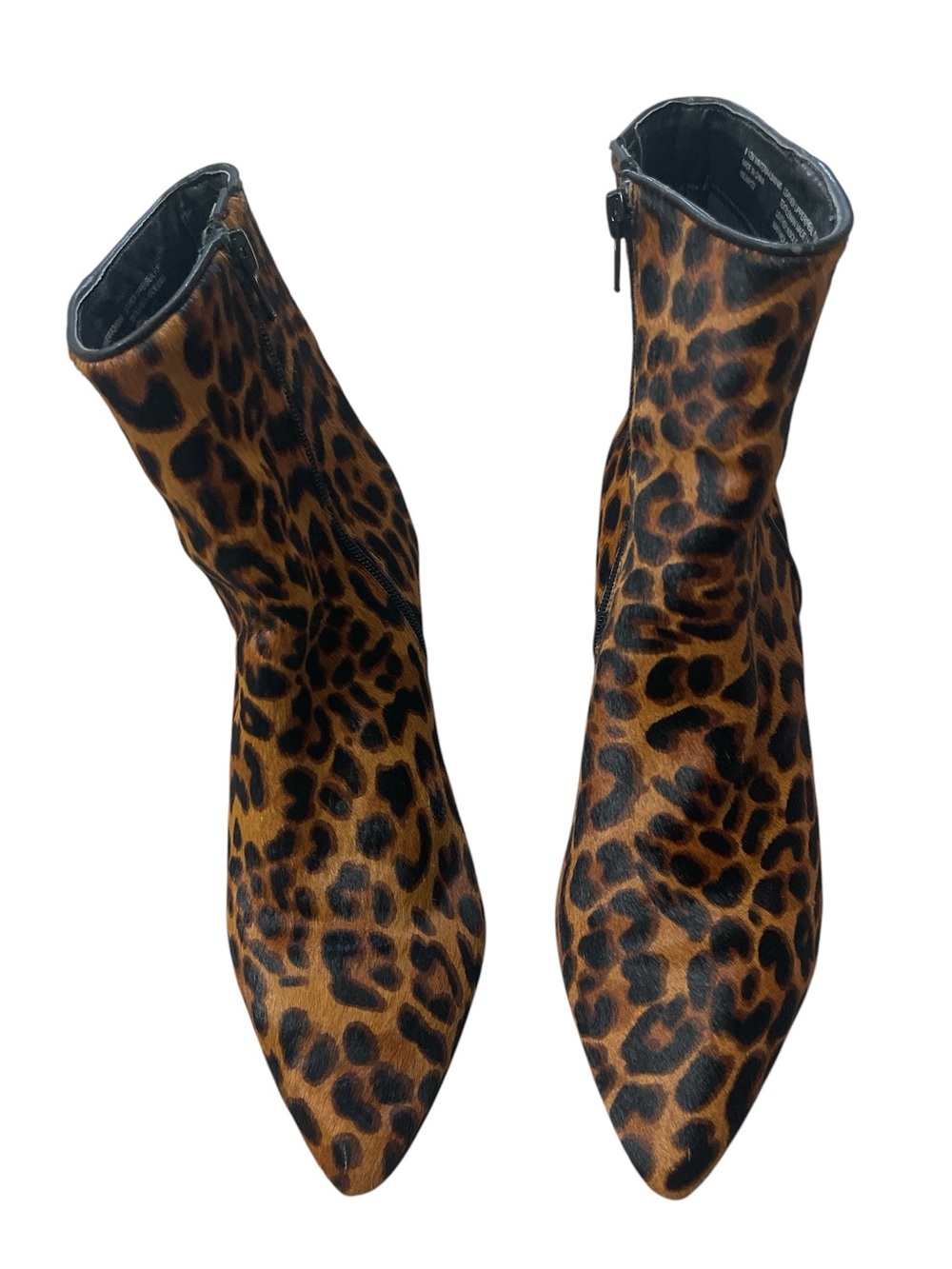 Andre Assous Leopard Print Fur Pointed Toe Ankle Booties - Brown/Black
